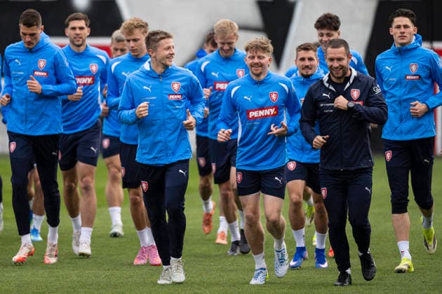 Media program ahead of the Czech Republic vs. Ireland match, the semifinal of the European qualifying playoffs for the FIFA World Cup, WM, Weltmeisterschaft, Fussball Prague, March 25, 2026. Players at the Czech Republic training. (CTKxPhoto MichalxKamaryt) CTKPhotoP2026032506188  CTKPhotoP2026032506188