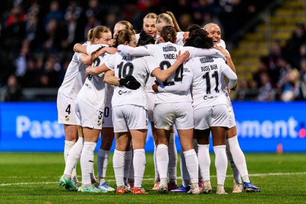260325 Alva Selerud of Häcken celebrates scoring 0-1 during the UEFA Women s Europa Cup semifinal between Eintracht Frankfurt and Häcken on March 25, 2026 in Frankfurt. Photo: Mathias Bergeld BILDBYRAN kod MB MB1357 fotboll football soccer fotball europa cup eintracht frankfurt häcken uefa womens europa cup dam bbeng semifinal jubel Copyright: MATHIASxBERGELD BB260325MB030