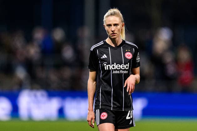 260325 Rebecka Blomqvist of Eintracht Frankfurt during the UEFA Women s Europa Cup semifinal between Eintracht Frankfurt and Häcken on March 25, 2026 in Frankfurt. Photo: Mathias Bergeld BILDBYRAN kod MB MB1357 fotboll football soccer fotball europa cup eintracht frankfurt häcken uefa womens europa cup dam bbeng semifinal Copyright: MATHIASxBERGELD BB260325MB034