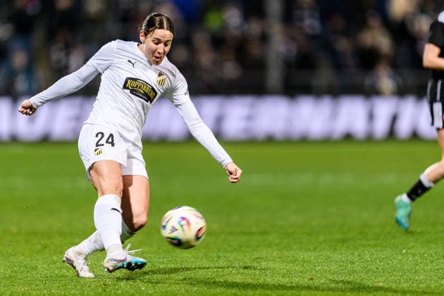 260325 Tabby Tindell of Häcken during the UEFA Women s Europa Cup semifinal between Eintracht Frankfurt and Häcken on March 25, 2026 in Frankfurt. Photo: Mathias Bergeld BILDBYRAN kod MB MB1357 fotboll football soccer fotball europa cup eintracht frankfurt häcken uefa womens europa cup dam bbeng semifinal Copyright: MATHIASxBERGELD BB260325MB037