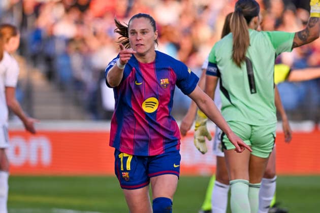 March 25, 2026, Madrid, Madrid, Spain: EWA PAJOR of FC Barcelona, Barca Femenino celebrates a goal during the Women s Champions League match REAL MADRID FEMENINO Vs FUTBOL CLUB BARCELONA on march 25, 2026, Valdebebas, Madrid, Spain. Madrid Spain - ZUMAc312 20260325_zsp_c312_009 Copyright: xOscarxManuelxSanchezx
