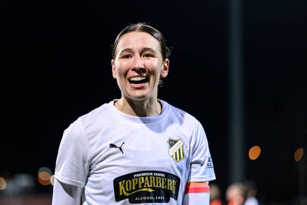 260325 Tabby Tindell of Häcken celebrates after the UEFA Women s Europa Cup semifinal between Eintracht Frankfurt and Häcken on March 25, 2026 in Frankfurt. Photo: Mathias Bergeld BILDBYRAN kod MB MB1357 fotboll football soccer fotball europa cup eintracht frankfurt häcken uefa womens europa cup dam bbeng semifinal jubel Copyright: MATHIASxBERGELD BB260325MB055