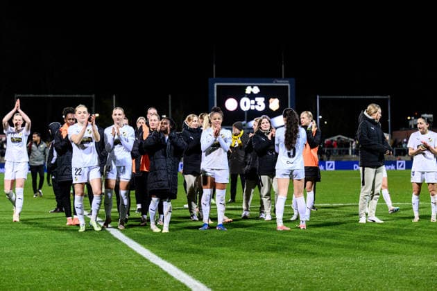 260325 Players of Häcken celebrate after the UEFA Women s Europa Cup semifinal between Eintracht Frankfurt and Häcken on March 25, 2026 in Frankfurt. Photo: Mathias Bergeld BILDBYRAN kod MB MB1357 fotboll football soccer fotball europa cup eintracht frankfurt häcken uefa womens europa cup dam bbeng semifinal jubel Copyright: MATHIASxBERGELD BB260325MB057