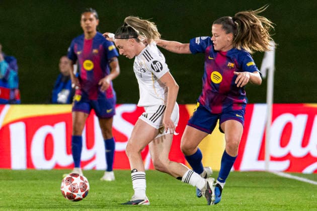 Real Madrid CF v FC Barcelona, Barca - UEFA Women s Champions League 2025 26 UEFA Womens Champions League 2025 26 First match between Real Madrid C.F. and FC Barcelona at Estadio Alfredo Di Stefano on March 25, 2026 in Madrid, Spain. Valdebebas Estadio Alfredo Di Stefano Madrid Madrid Madrid Spain Copyright: xALEJANDROxMATIASx