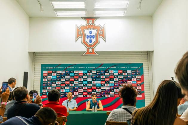 PORTUGAL national team, Nationalteam press conference, PK, Pressekonferenz PORTUGAL NATIONAL TEAM PRESS CONFERENCE 25032026 CANCUN, QUINTANA ROO. Photo of spanish Roberto Martinez, coach of the Portugal National Soccer team and Goncalo Guedes, during a press conference at Cancun, Quintana Roo, Mexico prior to their friendly game against Mexico in the reopening of the Estadio Azteca of Mexico City. Foto del espanol Roberto Martinez, entrenador de la Seleccion Nacional de Portugal y Goncalo Guedes, durante conferencia de prensa en Cancun, Quintana Roo, Mexico previa a la reinauguracion del Estadio Azteca de la Ciudad de Mexico. PHOTO BY IMAGENSHOP CANCUN QUINTANA ROO MEXICO Copyright: xMIKIOxWATANABEx