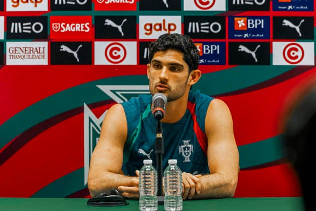 PORTUGAL national team, Nationalteam press conference, PK, Pressekonferenz PORTUGAL NATIONAL TEAM PRESS CONFERENCE 25032026 CANCUN, QUINTANA ROO. Photo of Goncalo Guedes of the Portugal National Soccer team, during a press conference at Cancun, Quintana Roo, Mexico prior to their friendly game against Mexico in the reopening of the Estadio Azteca of Mexico City. Foto de Goncalo Guedes de la Seleccion Nacional de Portugal y Goncalo Guedes, durante conferencia de prensa en Cancun, Quintana Roo, Mexico previa a la reinauguracion del Estadio Azteca de la Ciudad de Mexico. PHOTO BY IMAGENSHOP AGENCIA FOTOGRAFICA CANCUN QUINTANA ROO MEXICO Copyright: xMIKIOxWATANABEx