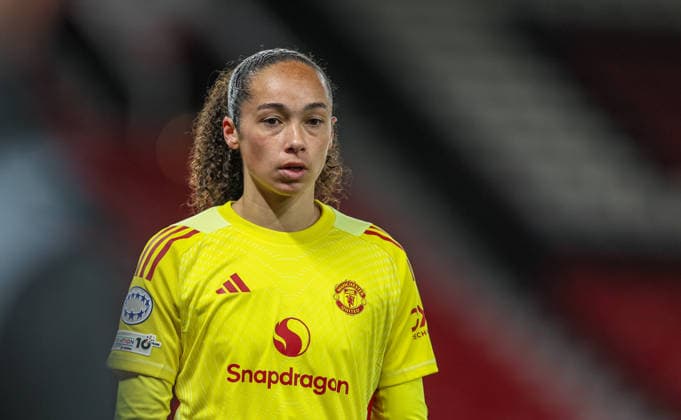 GBR, Manchester, Manchester United, ManU vs Bayern München, Women s Champions League, Fussball, UEFA, Spielzeit 2025 2026, Old Trafford, Viertelfinale, Hinspiel im Bild: Phallon Tullis-Joyce (Manchester United Frauen 91) DFB DFL REGULATIONS PROHIBIT ANY USE OF PHOTOGRAPHS AS IMAGE SEQUENCES AND OR QUASI-VIDEO, 25.03.2026 Copyright: HMBxMedia HendrikxHamelau