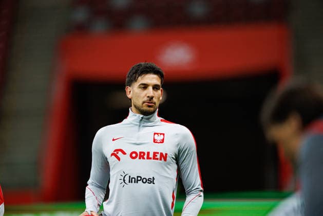 Jakub Moder seen during Official press conference, PK, Pressekonferenz and training of Polish National football team before World Cup 2026 play off semifinal game against Albania (Maciej Rogowski Ball Raw Images) Warsaw PGE Narodowy Poland Copyright: xMaciejxRogowskix maciejrogowski_trainingpoland_25032026-042