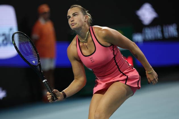 March 25, 2026, Miami Gardens, Florida, United States Of America: MIAMI GARDENS, FL - MARCH 25: Aryna Sabalenka of Belarus defeats Hailey Baptiste of the United States in the women s quarter-final singles match at the Miami Open on March 25, 2026, at Hard Rock Stadium in Miami Gardens, Florida...People: Aryna Sabalenka 2026 Miami Open - Day 9  - ZUMAs214 20260325_ada_s214_025 Copyright: xSMGx