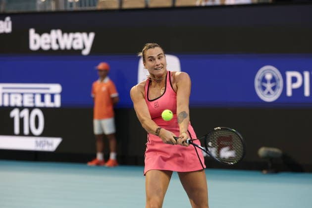 March 25, 2026, Miami Gardens, Florida, United States Of America: MIAMI GARDENS, FL - MARCH 25: Aryna Sabalenka of Belarus defeats Hailey Baptiste of the United States in the women s quarter-final singles match at the Miami Open on March 25, 2026, at Hard Rock Stadium in Miami Gardens, Florida...People: Aryna Sabalenka Miami Gardens United States Of America - ZUMAs214 20260325_ada_s214_048 Copyright: xSMGx