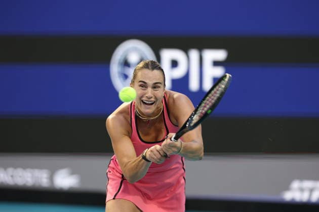 March 25, 2026, Miami Gardens, Florida, United States Of America: MIAMI GARDENS, FL - MARCH 25: Aryna Sabalenka of Belarus defeats Hailey Baptiste of the United States in the women s quarter-final singles match at the Miami Open on March 25, 2026, at Hard Rock Stadium in Miami Gardens, Florida...People: Aryna Sabalenka Miami Gardens United States Of America - ZUMAs214 20260325_ada_s214_054 Copyright: xSMGx