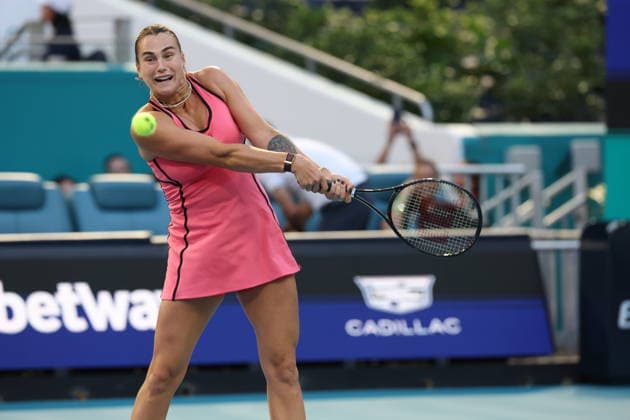 March 25, 2026, Miami Gardens, Florida, United States Of America: MIAMI GARDENS, FL - MARCH 25: Aryna Sabalenka of Belarus defeats Hailey Baptiste of the United States in the women s quarter-final singles match at the Miami Open on March 25, 2026, at Hard Rock Stadium in Miami Gardens, Florida...People: Aryna Sabalenka Miami Gardens United States Of America - ZUMAs214 20260325_ada_s214_060 Copyright: xSMGx
