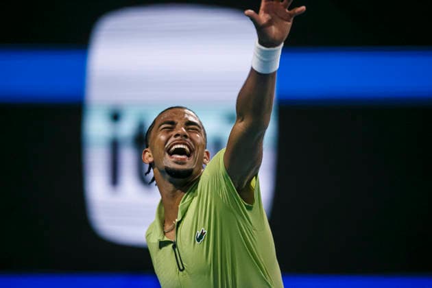 Miami Open Presented by Itau 2026 - March 25 Miami, Florida - March 25: Arthur Fils of France celebrate after winning against Tomas Tommy Paul of USA during day 9 of the Miami Open at Hard Rock Stadium on March 25, 2026 in Miami, Florida, United States. Copyright: xLatinxSportxImagesx
