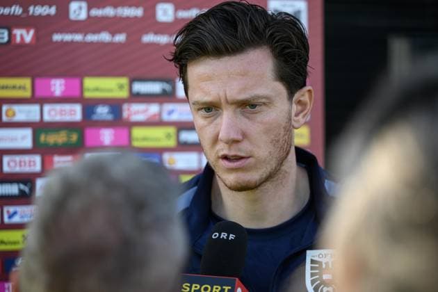 SOCCER - AUT vs GHA, test match MARBELLA,SPAIN,26.MAR.26 - SOCCER - OEFB international test match, Austria vs Ghana, preview, training Team AUT. Image shows Michael Gregoritsch (AUT) during an interview.  GEPAxpictures xChristianxMoser