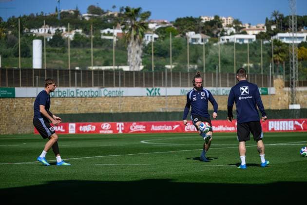 SOCCER - AUT vs GHA, test match MARBELLA,SPAIN,26.MAR.26 - SOCCER - OEFB international test match, Austria vs Ghana, preview, training Team AUT. Image shows Alexander Prass, Patrick Wimmer and Romano Christian Schmid (AUT).  GEPAxpictures xChristianxMoser
