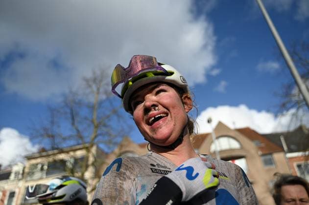 British Carys Lloyd of Movistar Team and pictured after winning the Ronde van Brugge women s elite one-day cycling race, 143,7 km from and to Brugge on Thursday 26 March 2026. ELIASxROM  x168979620x