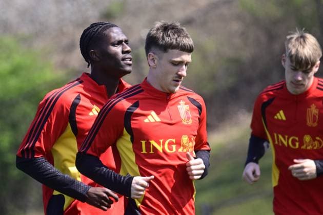 United States v Belgium - FIFA World Cup, WM, Weltmeisterschaft, Fussball Stage Media Activities 26 03 2026 ATLANTA, UNITED STATES - MARCH 26 : Onana Amadou midfielder of Belgium, Saelemaekers Alexis midfielder of Belgium pictured during a training session ahead the friendly game between United States of America and Belgium as part of a pre-World Cup 2026 training camp on March 26, 2026 in Atlanta, United States, 26 03 2026 Atlanta United States  Copyright: xPeterxDexVoechtx