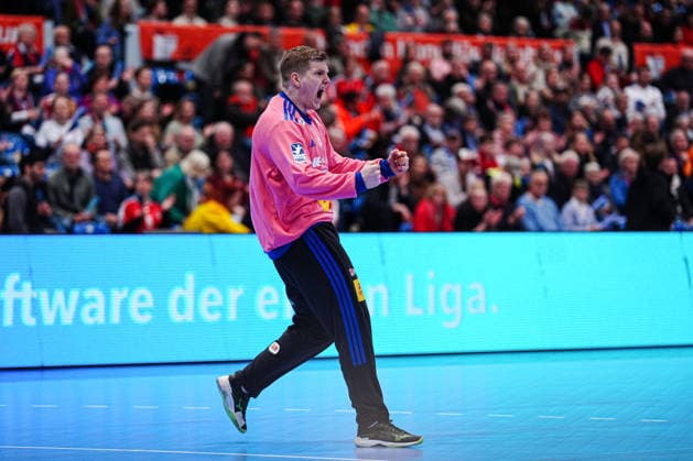 Jubel nach Parade Robin Haug (Handball Verein Hamburg, 16) GER, Handball Sport Verein Hamburg vs. Bergischer HC, Handball, 1. Bundesliga, Spieltag 26, Saison 2025 2026, 26.03.2026 GER, Handball Sport Verein Hamburg vs. Bergischer HC, Handball, 1. Bundesliga, Spieltag 26, Saison 2025 2026, 26.03.2026 Hamburg Copyright: xEibner-Pressefoto MarcelxvonxFehrnx EP_MFN