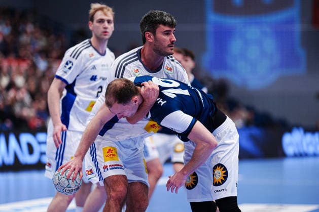 Jacob Lassen (Handball Verein Hamburg, 09), Fynn Hangstein (Bergischer HC, 10) GER, Handball Sport Verein Hamburg vs. Bergischer HC, Handball, 1. Bundesliga, Spieltag 26, Saison 2025 2026, 26.03.2026 GER, Handball Sport Verein Hamburg vs. Bergischer HC, Handball, 1. Bundesliga, Spieltag 26, Saison 2025 2026, 26.03.2026 Hamburg Copyright: xEibner-Pressefoto MarcelxvonxFehrnx EP_MFN