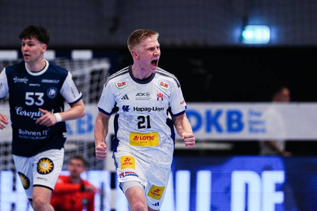 Torjubel Frederik Bo Andersen (Handball Verein Hamburg, 21) GER, Handball Sport Verein Hamburg vs. Bergischer HC, Handball, 1. Bundesliga, Spieltag 26, Saison 2025 2026, 26.03.2026 GER, Handball Sport Verein Hamburg vs. Bergischer HC, Handball, 1. Bundesliga, Spieltag 26, Saison 2025 2026, 26.03.2026 Hamburg Copyright: xEibner-Pressefoto MarcelxvonxFehrnx EP_MFN