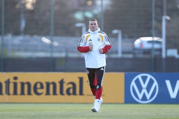 26.03.2026, xtgx, Fussball, U21, U 21 Nationalmannschaft, Pressekonferenz emspor, v.l. Said El Mala (Deutschland) (DFL DFB REGULATIONS PROHIBIT ANY USE OF PHOTOGRAPHS as IMAGE SEQUENCES and or QUASI-VIDEO) Wolfsburg