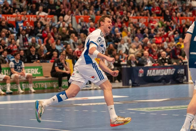 26.03.2026, xdobgx, Handball Daikin HBL, Handball Verein Hamburg - Bergischer HC v.l. Moritz Sauter (Handball Sport Verein Hamburg, 33) Jubel, Torjubel, jubelt ueber das Tor, celebrate the goal, celebration