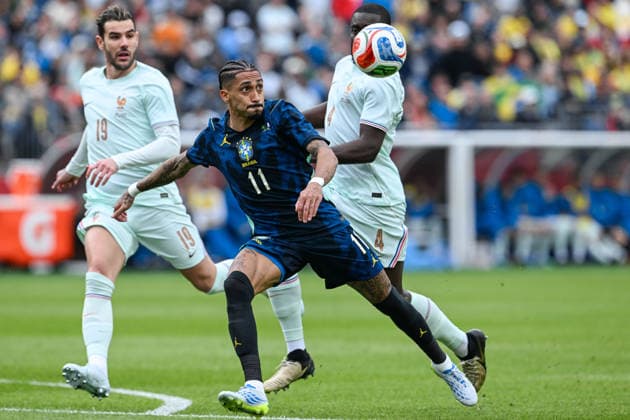 BOSTON, UNITED STATES OF AMERICA - MARCH 26: Raphinha of Brazil during an international football friendly between Brazil v France at Gillette Stadium, Boston, USA. (Photo by Richard Callis Sports Press Photo) Copyright: xRichardxCallis SportsxPressxPhotox Sportspressphoto_SPR118556