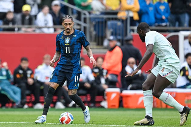 BOSTON, UNITED STATES OF AMERICA - MARCH 26: Raphinha of Brazil during an international football friendly between Brazil v France at Gillette Stadium, Boston, USA. (Photo by Richard Callis Sports Press Photo) Copyright: xRichardxCallis SportsxPressxPhotox Sportspressphoto_SPR118561