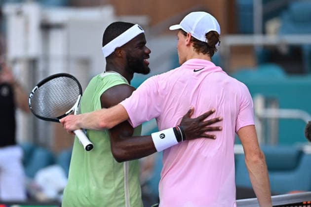 Jannick Sinner v Frances Tiafoe At Miami Open 2026 - USA Jannik Sinner (ITA) and Frances Tiafoe (USA) during the semi final round match at the Itau Miami Open in Miami, FL, USA on March 26, 2026. Photo by Corinne Dubreuil ABACAPRESS.COM Miami FL United States  Copyright: xDubreuilxCorinne ABACAx