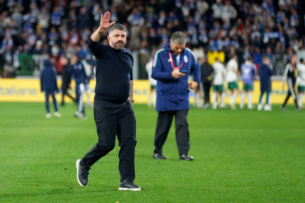 Gennaro Gattuso head coach of Italy celebrates the victory during European Qualifiers PlayOff - Italy vs Northern Ireland, FIFA World Cup, WM, Weltmeisterschaft, Fussball match in Bergamo, Italy, March 26 2026  Copyright: xEmmanuelexMastrodonato IPAxSportx xipa-agency.netx xx IPA_73471558 IPA_Agency_IPA73471558
