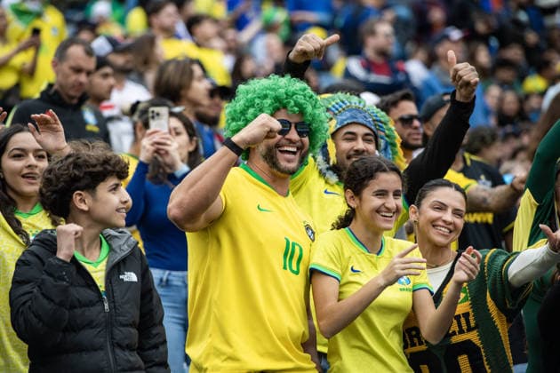 Brazil v France - International Friendly, Länderspiel, Nationalmannschaft FOXBOROUGH, UNITED STATES - MARCH 26: Brazil fans cheer from the stands during an international pre-World Cup friendly match between Brazil and France as part of the Road to 26 game series at Gillette Stadium in Foxborough, United States, on March 26, 2026. Joseph Prezioso Anadolu Foxborough United States. Editorial use only. Please get in touch for any other usage.  Copyright: x2026xAnadoluxJosephxPreziosox