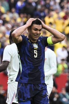 BOSTON, UNITED STATES - MARCH 27: Casemiro of Brazil reacts during an international football friendly between Brazil v France at Gillette Stadium, Boston, USA. (Photo by Richard Callis Sports Press Photo) Copyright: xRichardxCallis SportsxPressxPhotox Sportspressphoto_SPR118877