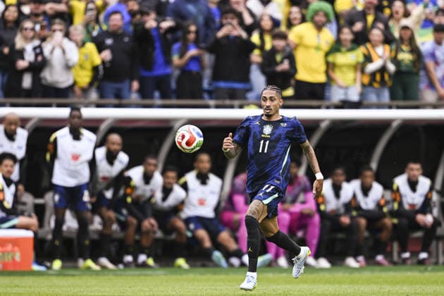 BOSTON, UNITED STATES - MARCH 27: Raphinha of Brazil in action during an international football friendly between Brazil v France at Gillette Stadium, Boston, USA. (Photo by Richard Callis Sports Press Photo) Copyright: xRichardxCallis SportsxPressxPhotox Sportspressphoto_SPR118894