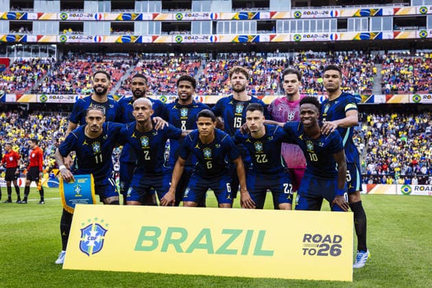 BOSTON, UNITED STATES - MARCH 26: Brazilian national team, Nationalteam pose for team photo prior to an international football friendly between Brazil v France at Gillette Stadium, Boston, USA. (Photo by Richard Callis Sports Press Photo) Copyright: xRichardxCallis SportsxPressxPhotox Sportspressphoto_SPR118902