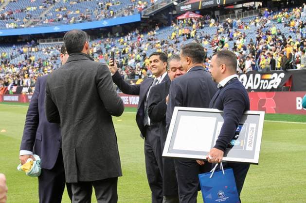 RECORD DATE NOT STATED Brazil vs France International Friendly, Länderspiel, Nationalmannschaft (SPO) Brazil vs France International Friendly. March 26, 2026, Boston, Massachusetts, USA: Samir Xaud the current president of the Brazilian Football Confederation (CBF) (5th from L) during the International friendly soccer between Brazil and France at Gillette Stadium ahead of FIFA 2026 World Cup. Brazil lost 1-2. Credit: Niyi Fote Thenews2 (Foto: Niyi Fote Thenews2 imago images) SPO  Copyright: xNiyixFotex