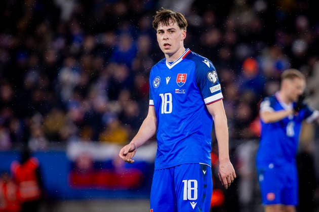 SLOVAKIA - KOSOVO Leo Sauer of Slovakia and Feyenoord during the knockout (KO) play off of FIFA World Cup, WM, Weltmeisterschaft, Fussball 2026 WM, Weltmeisterschaft, Fussball WM, Weltmeisterschaft, Fussball qualification football match between Slovakia and Kosovo. Narodny futbalovy stadion, National football stadium, Tehelne Pole, Bratislava, Slovakia, March 26, 2026. Photo by Branislav Racko Copyright: xx 080A2438