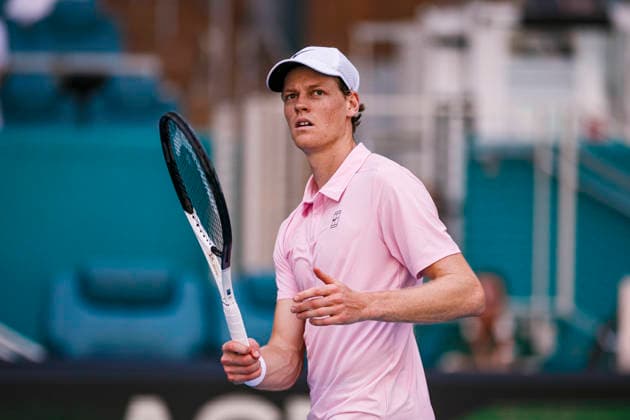 Miami Open Presented by Itau 2026 - March 26 Miami, Florida - March 26: Jannik Sinner celebrate and react after winning the match between Jannik Sinner of Italy and Frances Tiafoe of USA on day 10 of the Miami Open at Hard Rock Stadium on March 26, 2026 in Miami, Florida, United States. Copyright: xLatinxSportxImagesx