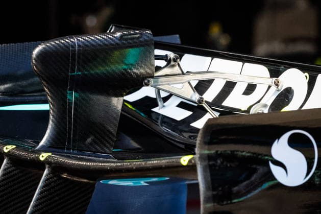 F1 - JAPANESE GRAND PRIX 2026 Mercedes AMG F1 Team W17, mechanical detail of rear wing active straight mode aerodynamism, aerodynamic, aerodynamics during the Formula 1 Japanese Grand Prix 2026, 3rd round of the 2026 Formula One World Championship, WM, Weltmeisterschaft from March 27 to 29, 2026 on the Suzuka Circuit, in Suzuka, Japan - SuzukaJapan  Copyright: xFLORENTxGOODENx