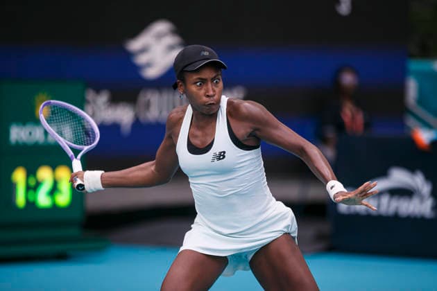 Miami Open Presented by Itau 2026 - March 26 Miami, Florida - March 26: Coco Gauff plays, react and celebrate during the match between Coco Gauff (USA) and Karolina Muchova (Czechia) on day 10 of the Miami Open at Hard Rock Stadium on March 26, 2026 in Miami, Florida, United States. Copyright: xLatinxSportxImagesx