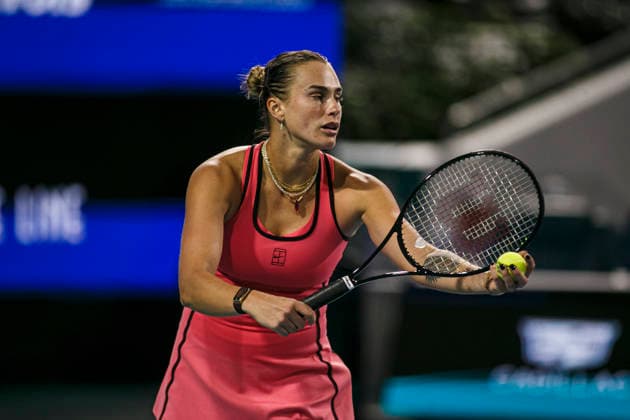 Miami Open Presented by Itau 2026 - March 26 Miami, Florida - March 26: play, react and celebrate during the match between Aryna Sabalenka of Rusia and Elena Rybakina of Kazakhstan of Argentina on day 10 of the Miami Open at Hard Rock Stadium on March 26, 2026 in Miami, Florida, United States. Copyright: xLatinxSportxImagesx