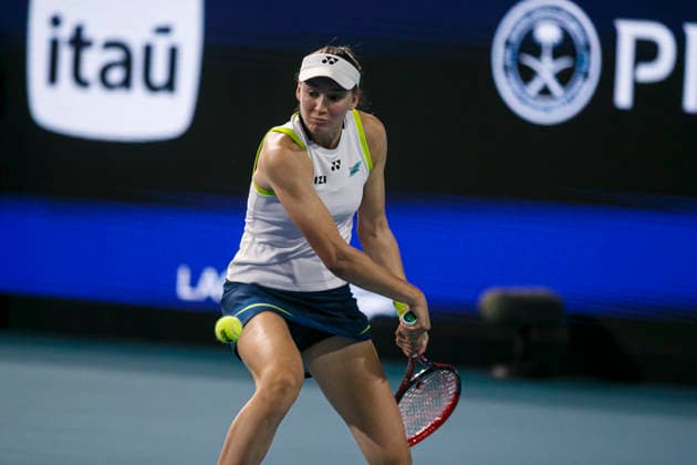 Miami Open Presented by Itau 2026 - March 26 Miami, Florida - March 26: play, react and celebrate during the match between Aryna Sabalenka of Rusia and Elena Rybakina of Kazakhstan of Argentina on day 10 of the Miami Open at Hard Rock Stadium on March 26, 2026 in Miami, Florida, United States. Copyright: xLatinxSportxImagesx