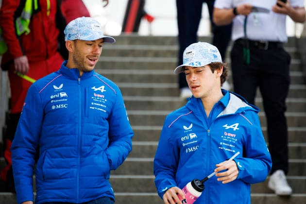 27th March 2026; Suzuka Circuit, Suzuka, Japan; 2026 FIA Formula 1 Japanese Grand Prix; Free Practice Day; BWT Alpine driver Pierre Gasly, BWT Alpine driver Franco Colapinto in the paddock at the Aramco Japanese Grand Prix StephenxBlackberry Content restricted for UK based newspaper
