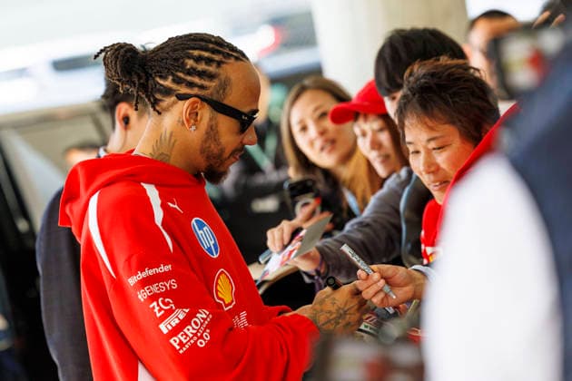 27th March 2026; Suzuka Circuit, Suzuka, Japan; 2026 FIA Formula 1 Japanese Grand Prix; Free Practice Day; Number 44 Scuderia Ferrari driver Lewis Hamilton in the paddock at the Aramco Japanese Grand Prix StephenxBlackberry Content restricted for UK based newspaper