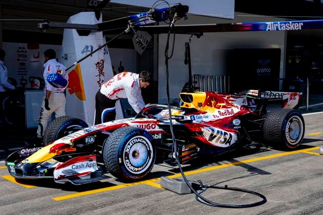 SUZUKA - Car of Formula 1 driver Arvid Lindblad or Visa Cash App Racing Bulls Formula One Team during the Formula 1 Japan Suzuka free practice at the Suzuka Formula 1 circuit on March 27, 2025 in Suzuka, Japan. (Photo by DeFodi Images) -
