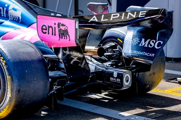SUZUKA - Detail of the rear wing of Formula 1 driver Pierre Gasly of BWT Alpine F1 Team car during the Formula 1 Japan Suzuka free practice at the Suzuka Formula 1 circuit on March 27, 2025 in Suzuka, Japan. (Photo by DeFodi Images) -
