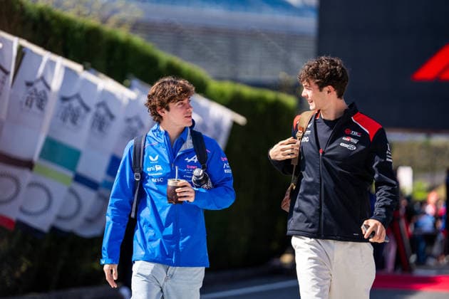 Formula 1 Aramco Japanese Grand Prix 2026 - Paddock OLIVER BEARMAN (GBR) of TGR Haas F1 Team 87 and FRANCO COLAPINTO (ARG) of BWT Alpine Formula One Team 43 on Friday during the 2026 Formula 1 Aramco Japanese Grand Prix at the Suzuka Circuit on March 27, 2026. Photo by Antoine Lapeyre ABACAPRESS.COM Suzuka Japan  Copyright: xLapeyrexAntoine ABACAx