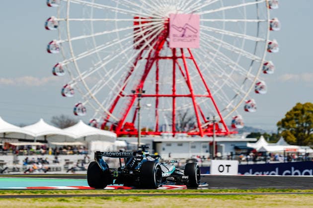 Formula 1 Aramco Japanese Grand Prix 2026 - Practice Session GEORGE RUSSELL (GBR) of Mercedes-AMG PETRONAS Formula One Team 63 on Friday during the 2026 Formula 1 ARAMCO Japanese Grand Prix at the Suzuka International Circuit on March 27, 2026. Photo by Tan Jun Da ABACAPRESS.COM Suzuka Japan  Copyright: xJunxDaxTan ABACAx