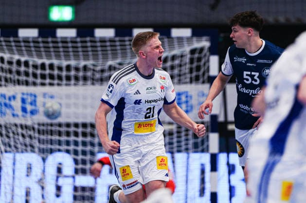 Torjubel Frederik Bo Andersen (Handball Verein Hamburg, 21) GER, Handball Sport Verein Hamburg vs. Bergischer HC, Handball, 1. Bundesliga, Spieltag 26, Saison 2025 2026, 26.03.2026 GER, Handball Sport Verein Hamburg vs. Bergischer HC, Handball, 1. Bundesliga, Spieltag 26, Saison 2025 2026, 26.03.2026 Hamburg Copyright: xEibner-Pressefoto MarcelxvonxFehrnx EP_MFN