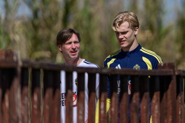 260327 Lucas Bergvall of the Swedish national football team at a training session on March 27, 2026 in Valencia. Photo: Joel Marklund BILDBYRAN kod JM JM0811 bbeng fotboll football soccer fotball vm-kval FIFA World Cup, WM, Weltmeisterschaft, Fussball qualifier träning practice training sverige sweden sverige a Copyright: JOELxMARKLUND BB260327JM004