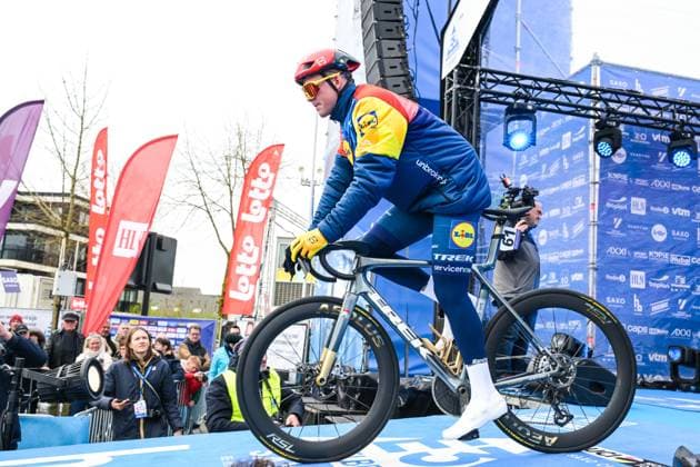 Danish Mads Pedersen of Lidl-Trek pictured at the start of the E3 Saxo Bank Classic one day cycling race, 208,8km from and to Harelbeke, on Friday 27 March 2026. DAVIDxPINTENS  x169054429x